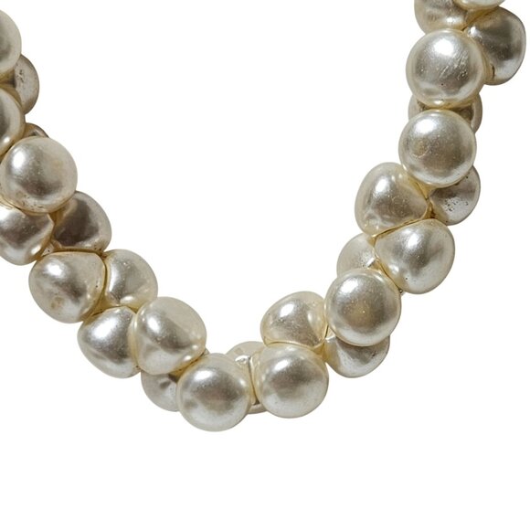 Vintage Faux Pearl Necklace Chunky Statement Retro 50s 60s Fashion Jewelry - Picture 2 of 5